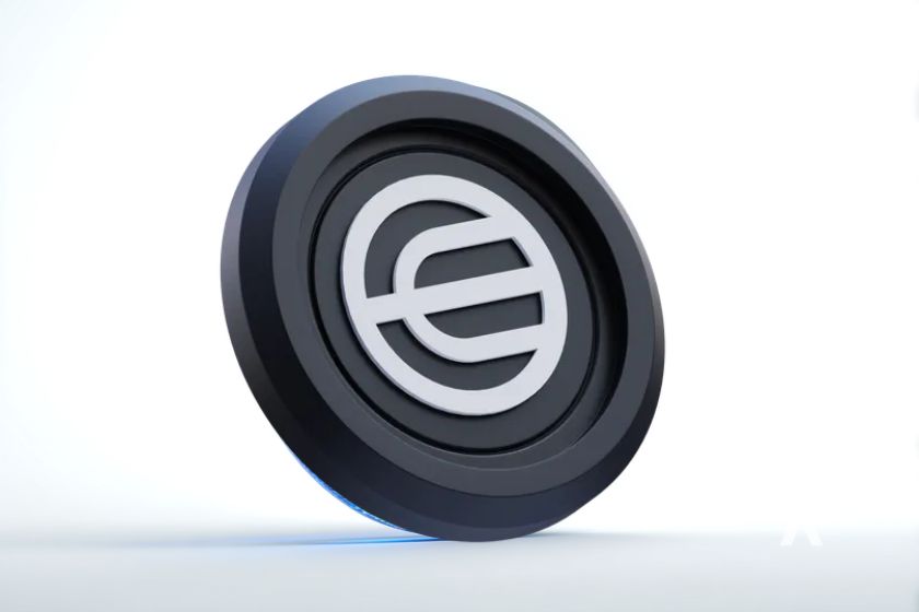 coin worldcoin sur un fond blanc lumineux