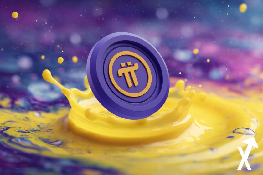 pi coin sur fond violet jaune color&eacute; goute d'eau