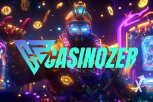 Fictional character with casinozer branding.