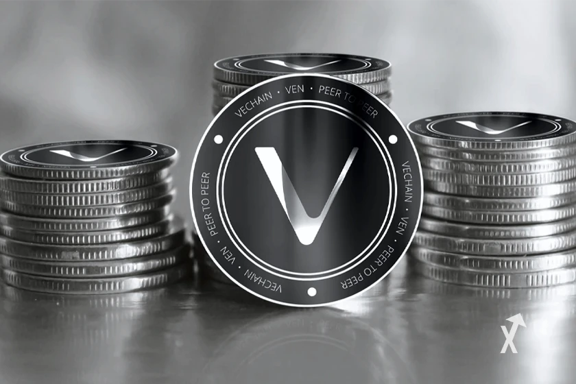 Cryptocurrency Vechain (VET) symbol.