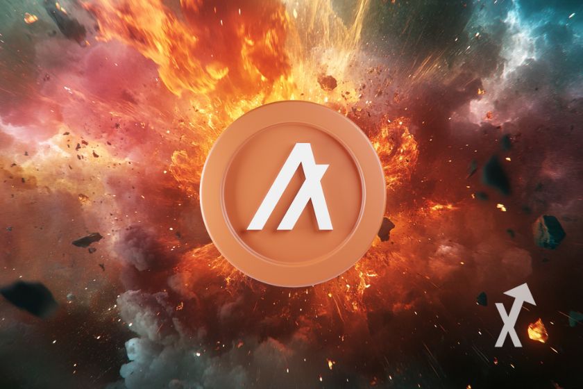 Algorand cryptocurrency algo symbol concept art.