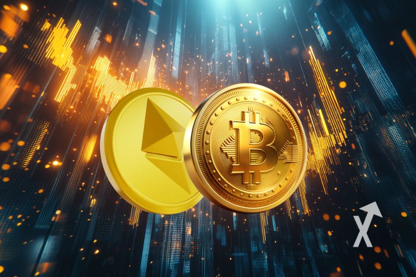 Cryptocurrency Penguin Bitcoin Market Illustration