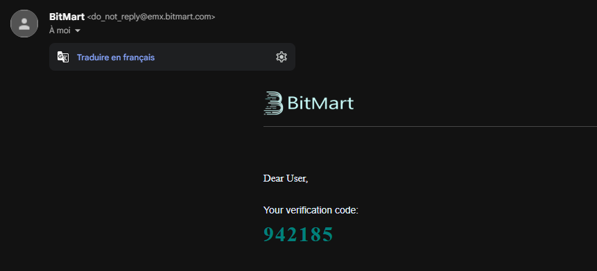 BitMart Validation Code