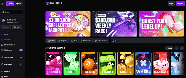 Guide and review of Shuffle Casino