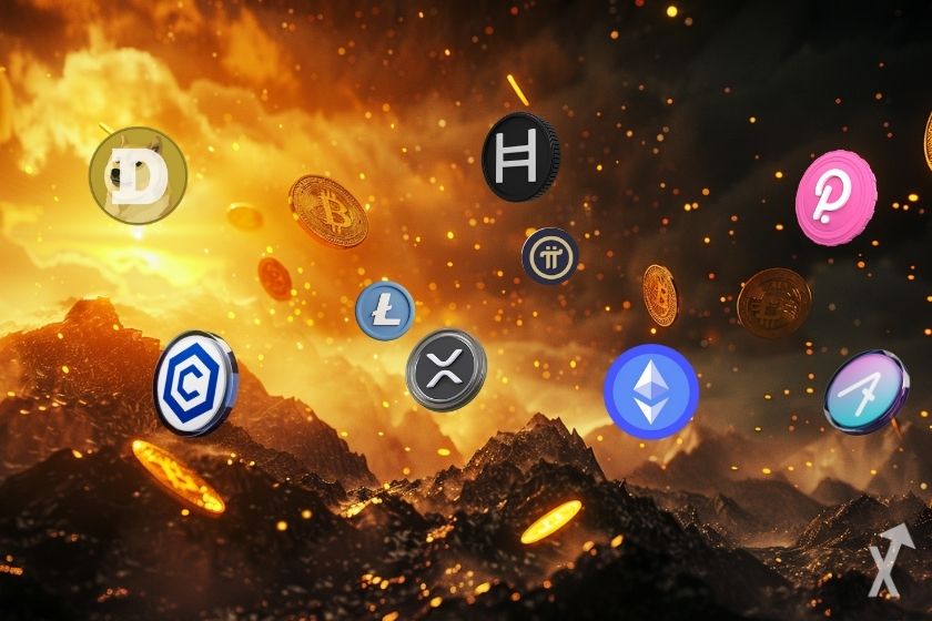 Cryptocurrency market rising trend.