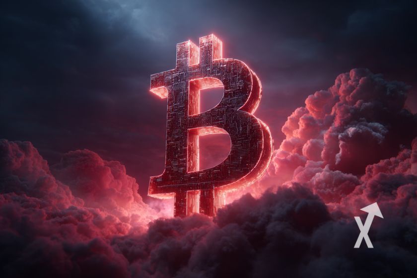 Cryptocurrency Bitcoin logo symbol with "BTC".