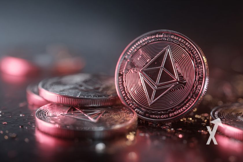 Illustration of various cryptocurrency symbols.