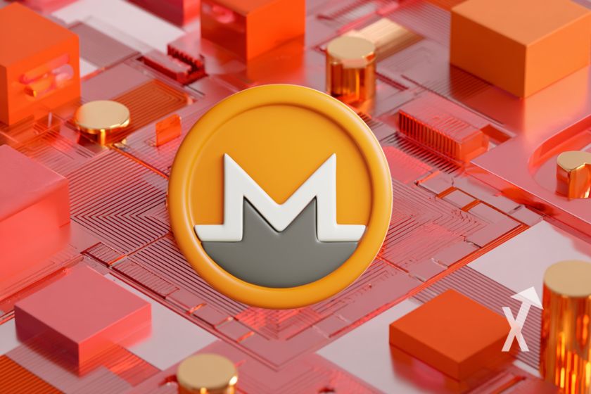 "Monero XMR Symbol on Abstract Background"