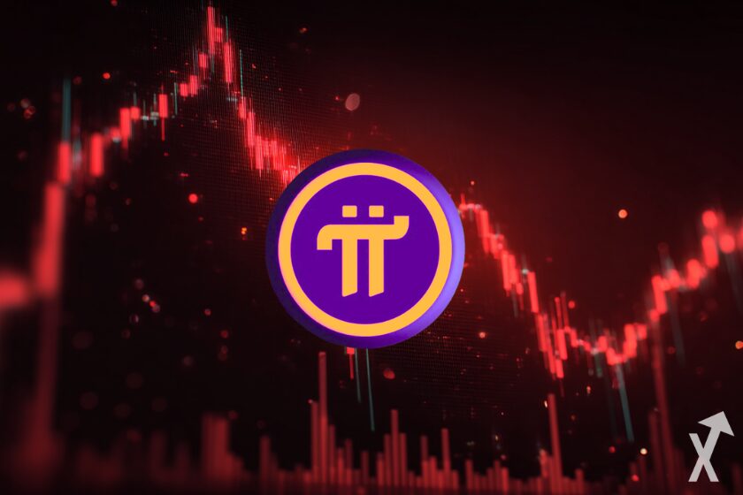 Pi symbol descending gracefully.