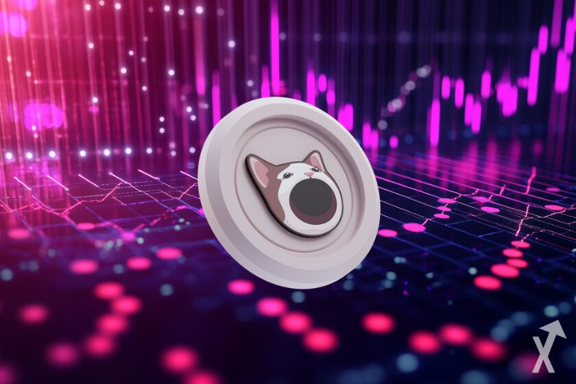 Colorful pop art cat illustration.