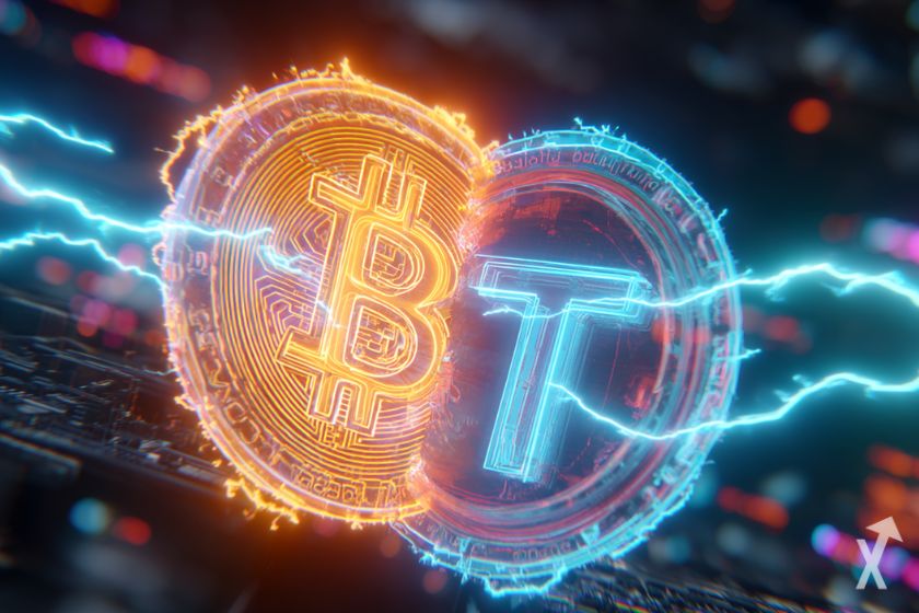 tether Cryptocurrency stablecoin linked to bitcoin.