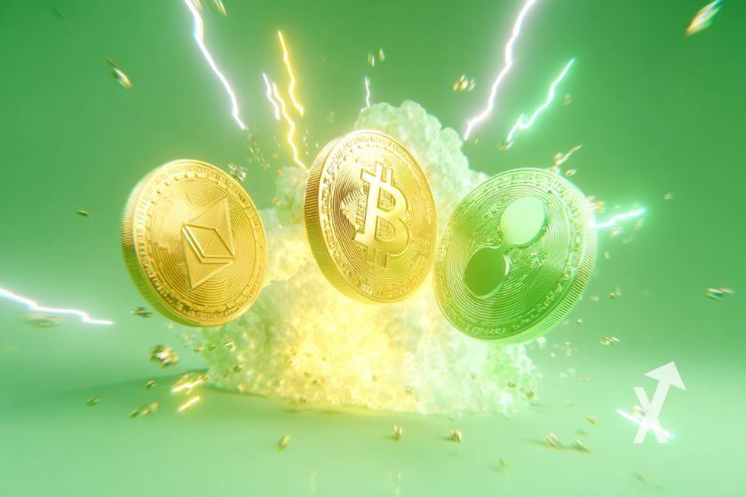 "Rising crypto market trend illustration"