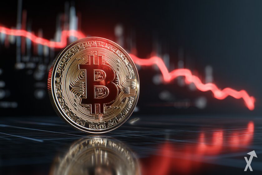 Cryptocurrency price decrease illustration.