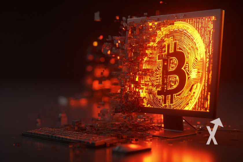 Bitcoin Core Fork on abstract background.