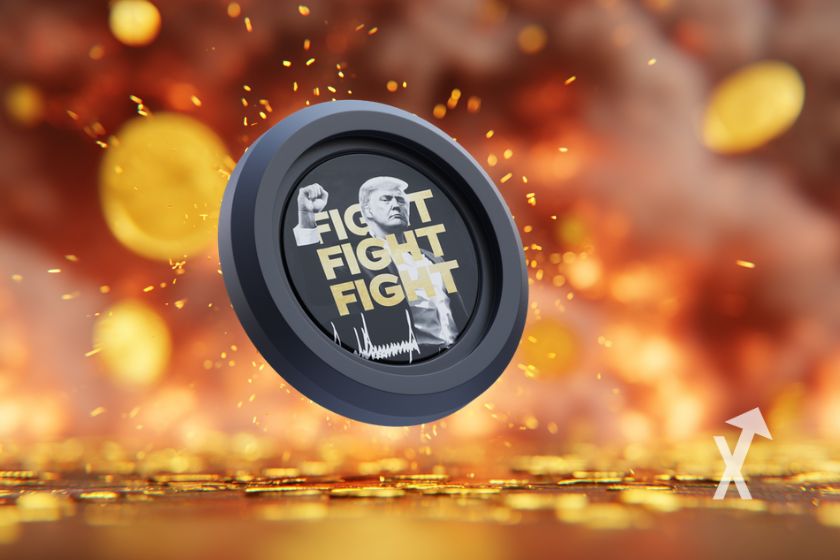 Shiny Donald Trump themed collectible coin.