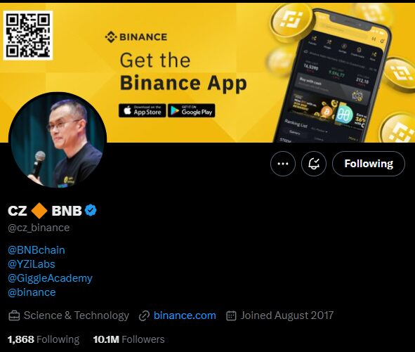 CZ return Binance