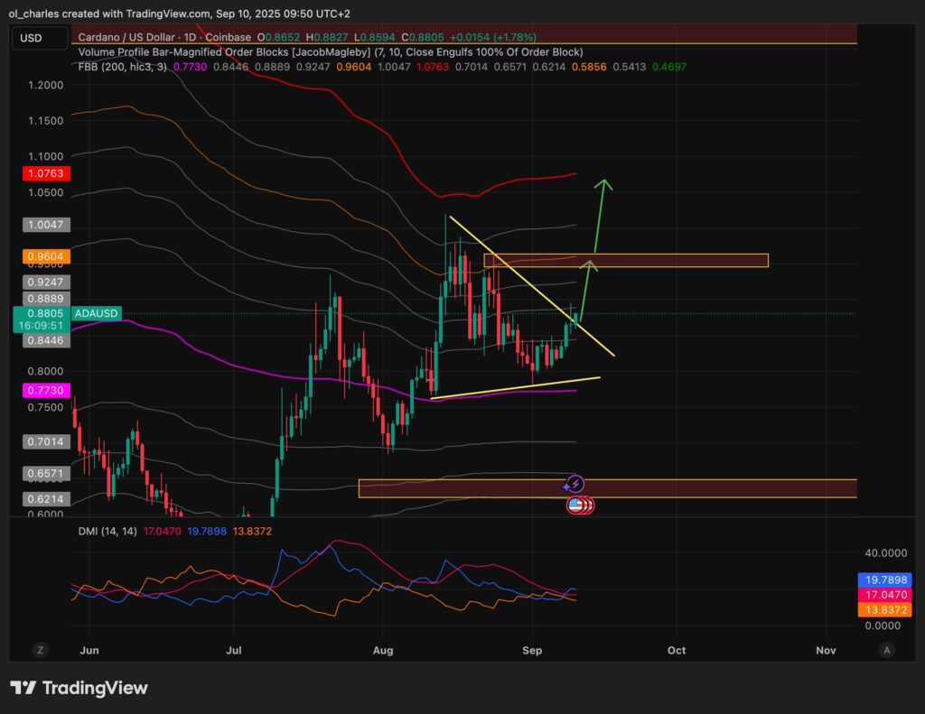 Cardano price chart in 1 day view