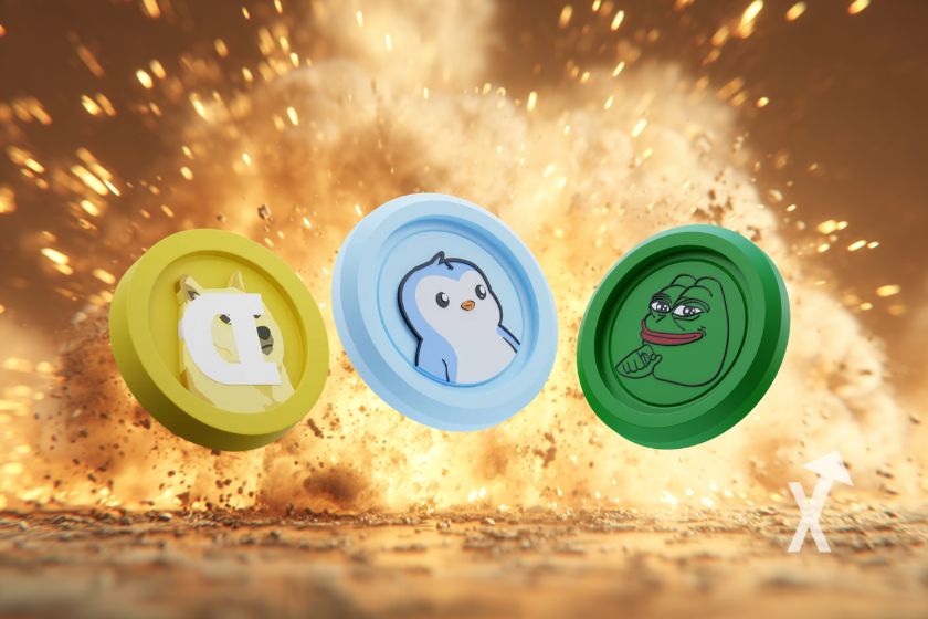 Meme coins featuring penguin and dog.