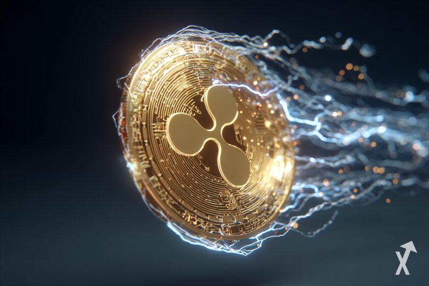 Digital currency XRP on blockchain network.