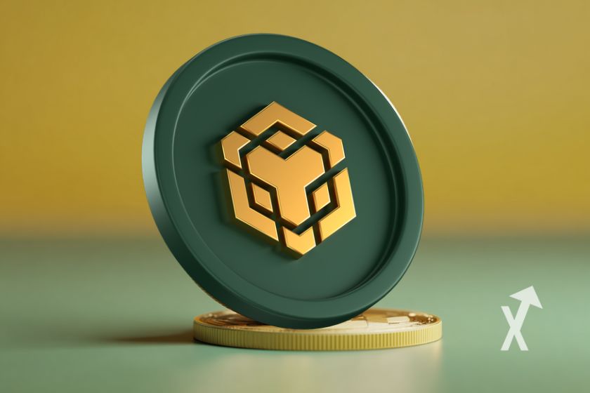 "BNB corner resting on crypto token"