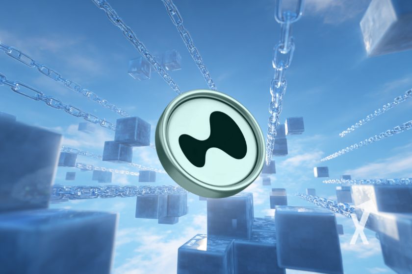 3D coin of Hyperliquid Hype, sky blockchain.