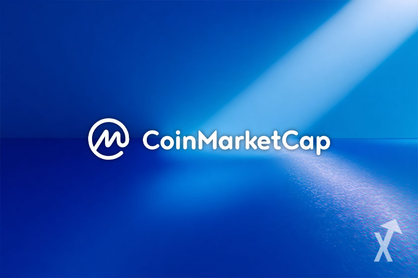 Blue background with CoinMarketCap logo.