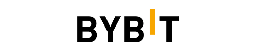Bybit black and orange logo on white background