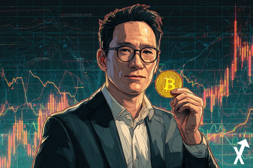 Tom Lee, CEO of Fundstrat, holding Bitcoin.