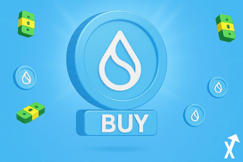 "Blue and white coin on-bluesky background surrounded by same color, crypto"