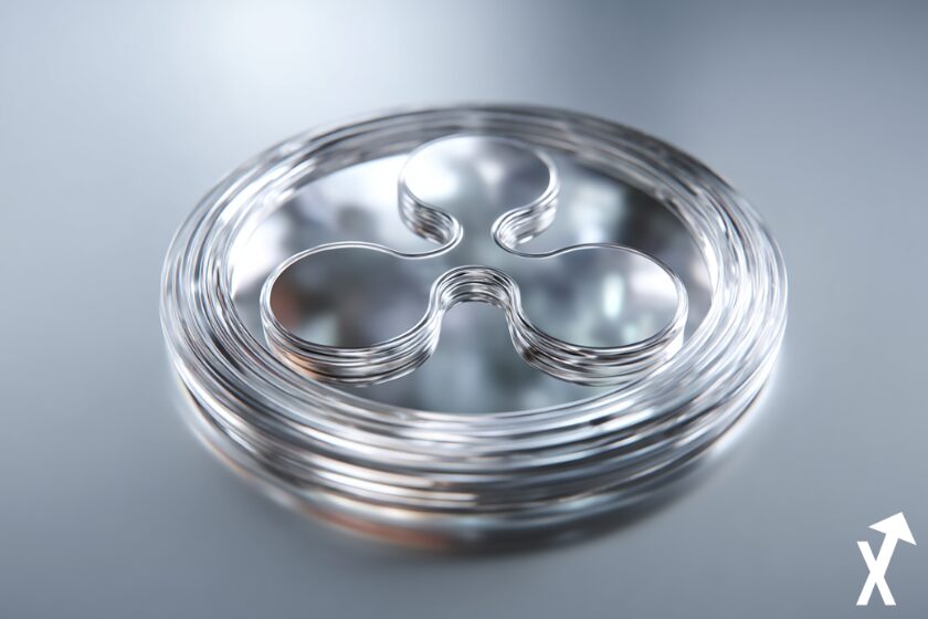 "Silver Ripple RLUSD coin on silver background."