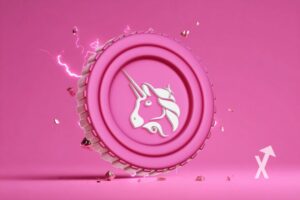 "Uniswap UNI coin in pink"