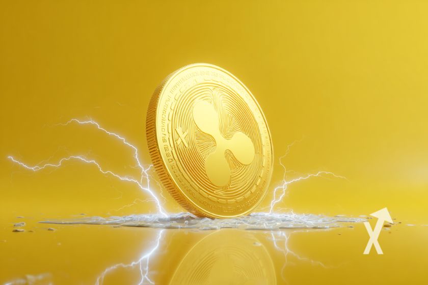 XRP coin with clean yellow color.