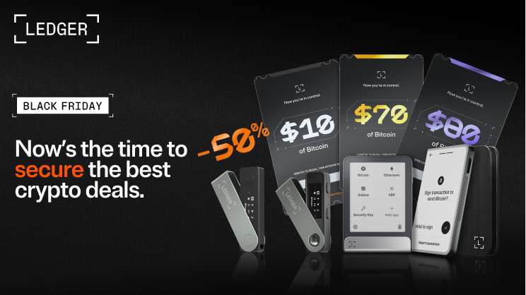 The collection of ledger keys on a black background for a special Black Friday offer