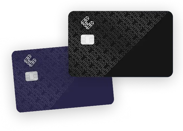 black and blue EtherFi crypto card on white background