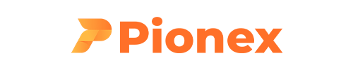 The Pionex logo in orange on a white background