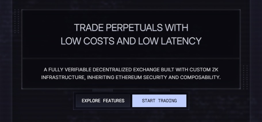 A screenshot of Lighter's homepage with the 'Start trading' button