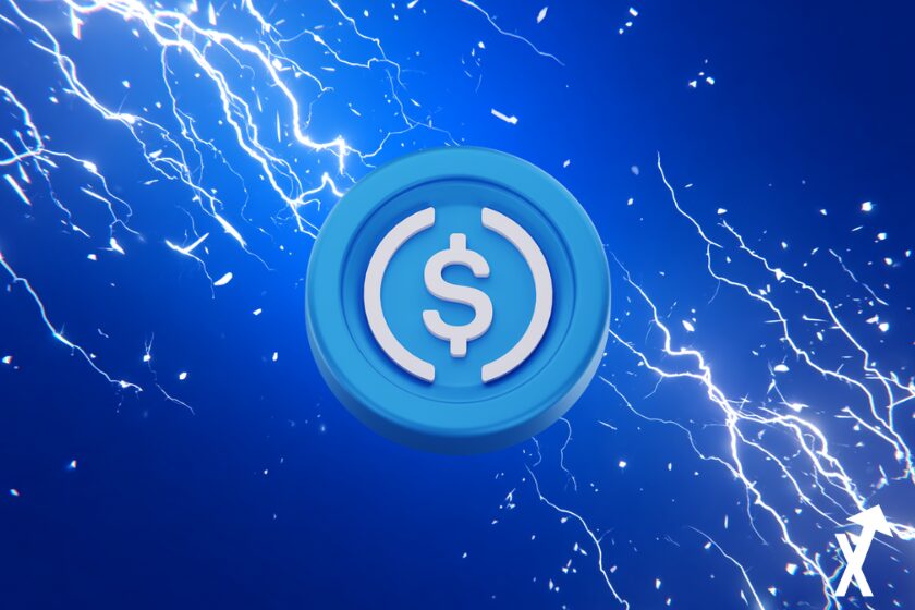 Blue and white circle on electric background with sparks.