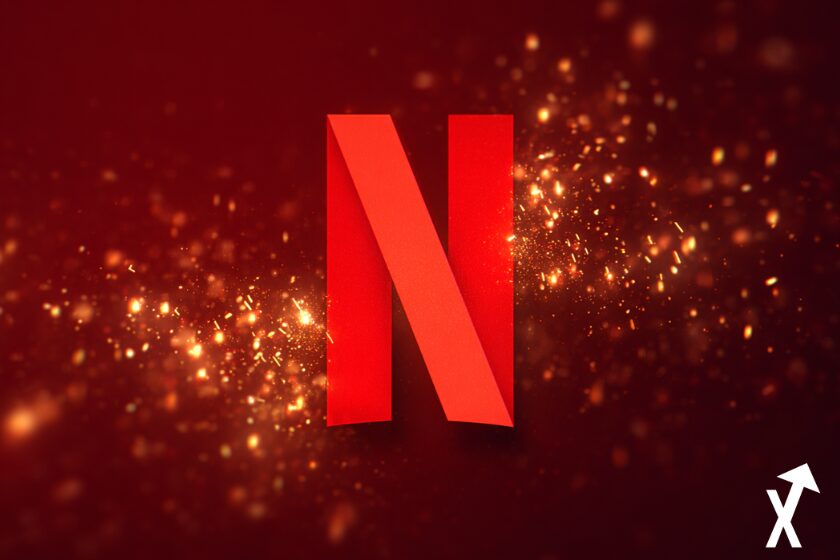 Netflix logo on red background Christmas feel.