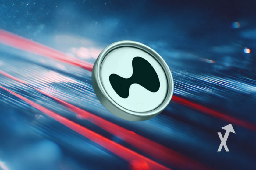 "Hyperliquid's HYPE token on blue background"