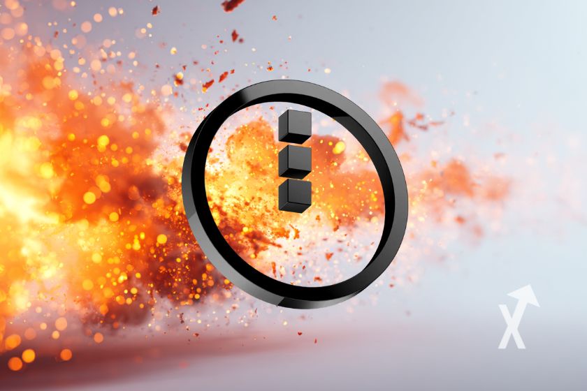 Transparent coin night with orange explosion.