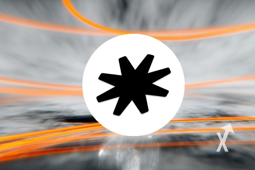 "Logo SPACE on gray background with orange lines"