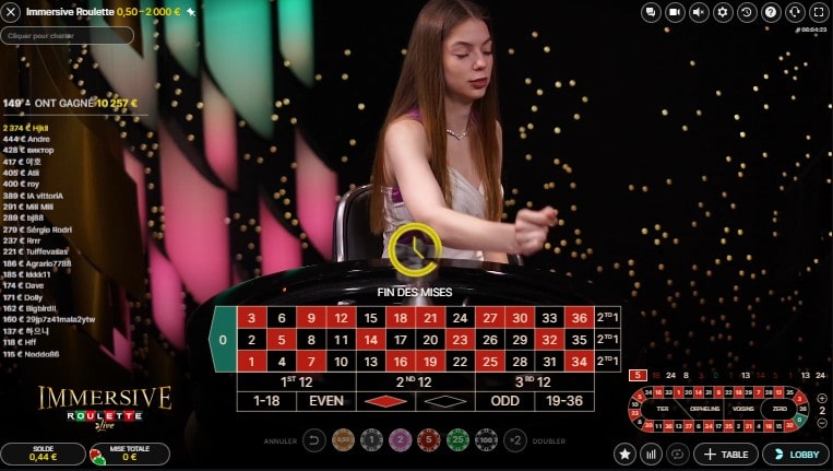 placing bets immersive roulette