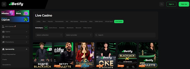 Live Crypto Casino Betify