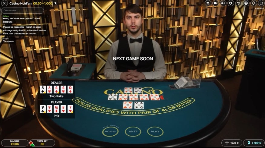 Live poker evolution gaming