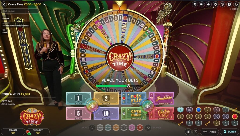 placing a bet on crazy time