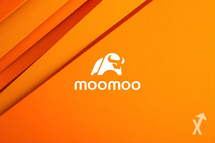 "Moomoo logo on orange background for Moomoo reviews article."