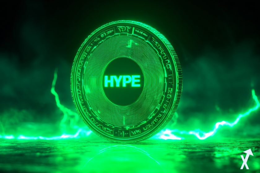 "Futuristic green digital token hype hyperliquid"