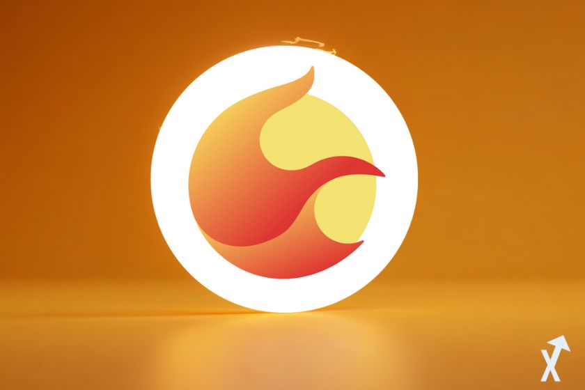 "Earth moon logo on orange background"