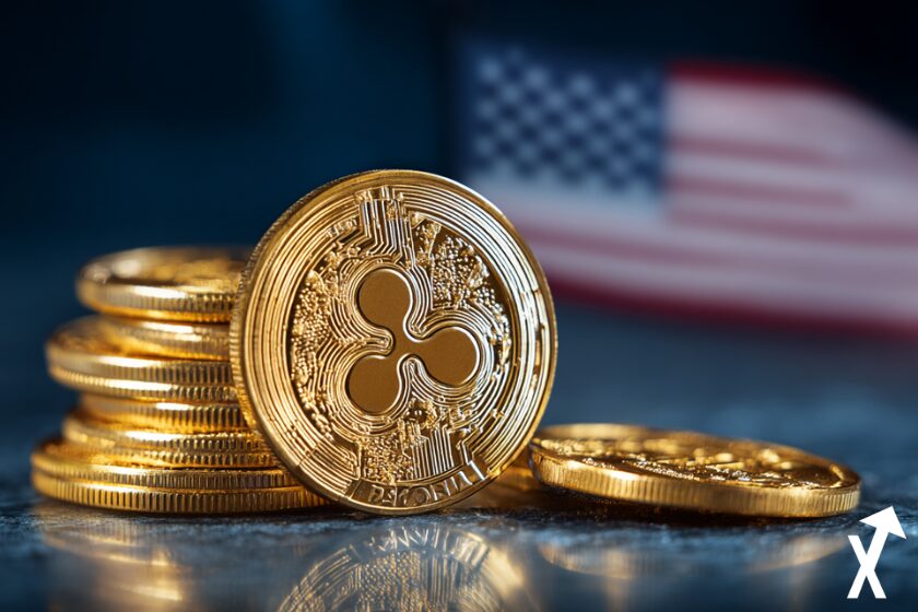 xrp coin sur fond drapeau senat usa crypto