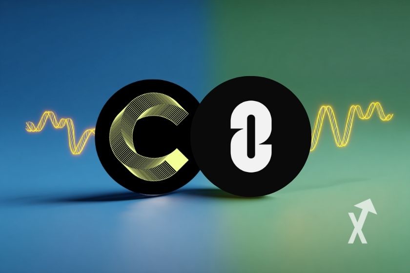 logo Canton Network et LayerZerao sur un fond bleu et vert avec une ligne jaune